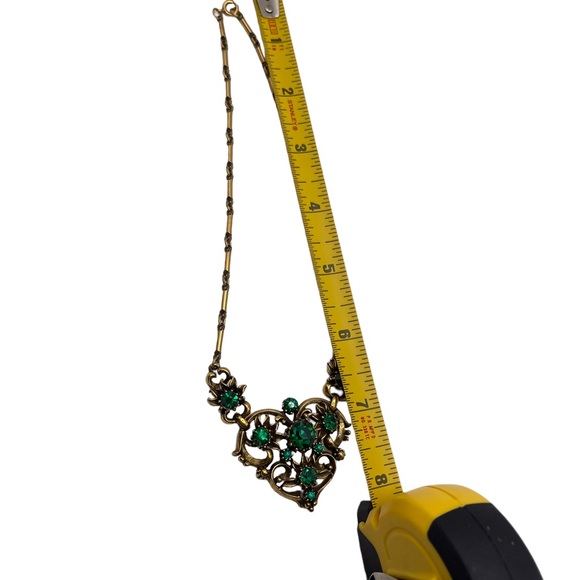 Vintage Coro 1940s Emerald Green Rhinestone Necklace - Picture 6 of 6
